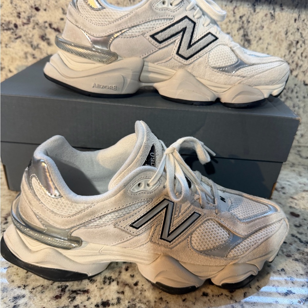 New Balance White and Gray Athletic Shoes